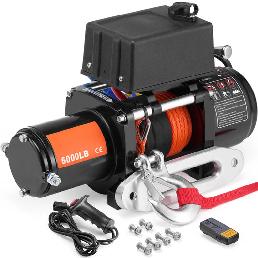 Vevor 6000lbs Electric Winch Winch with 1/4 in 55 ft Synthetic Rope