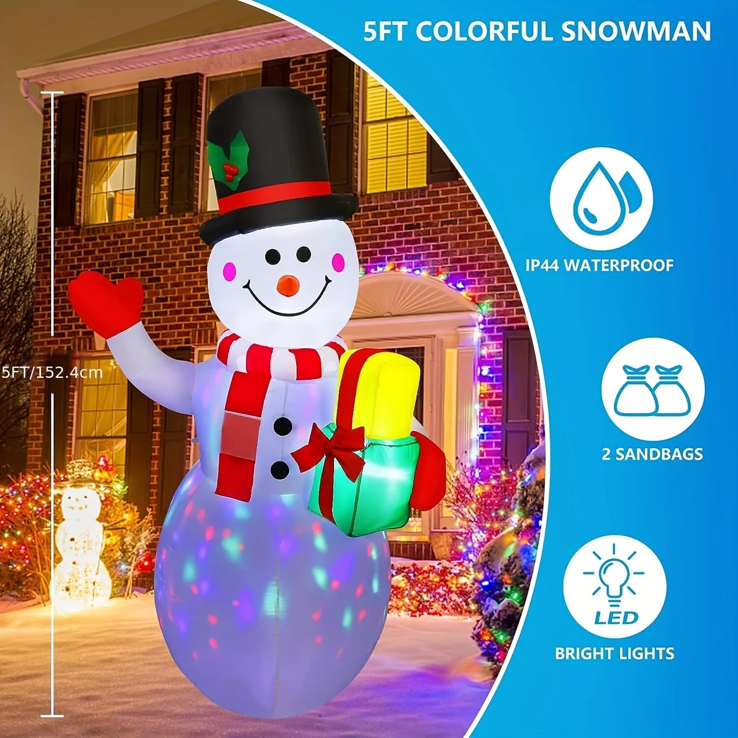 5FT Inflatable Snowman