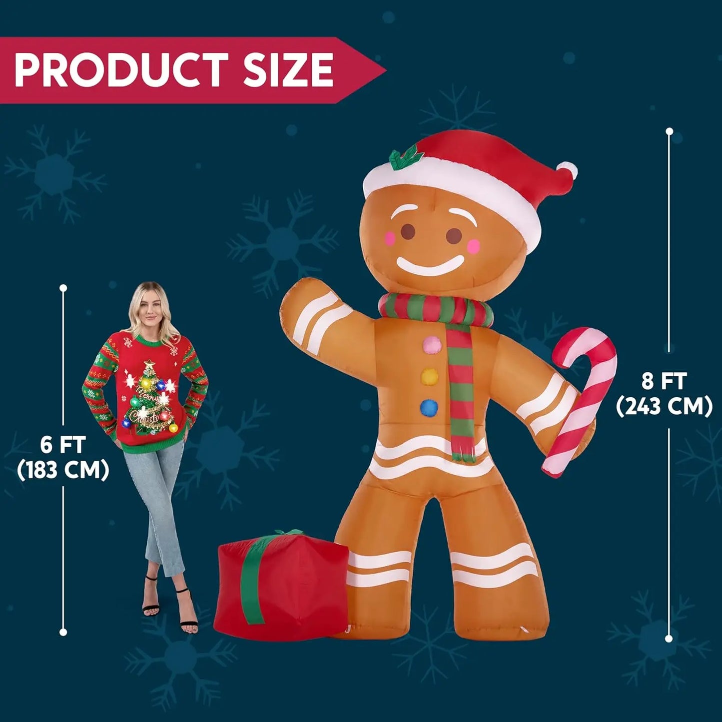 JOYFY 8 FT Inflatable Gingerbread Man