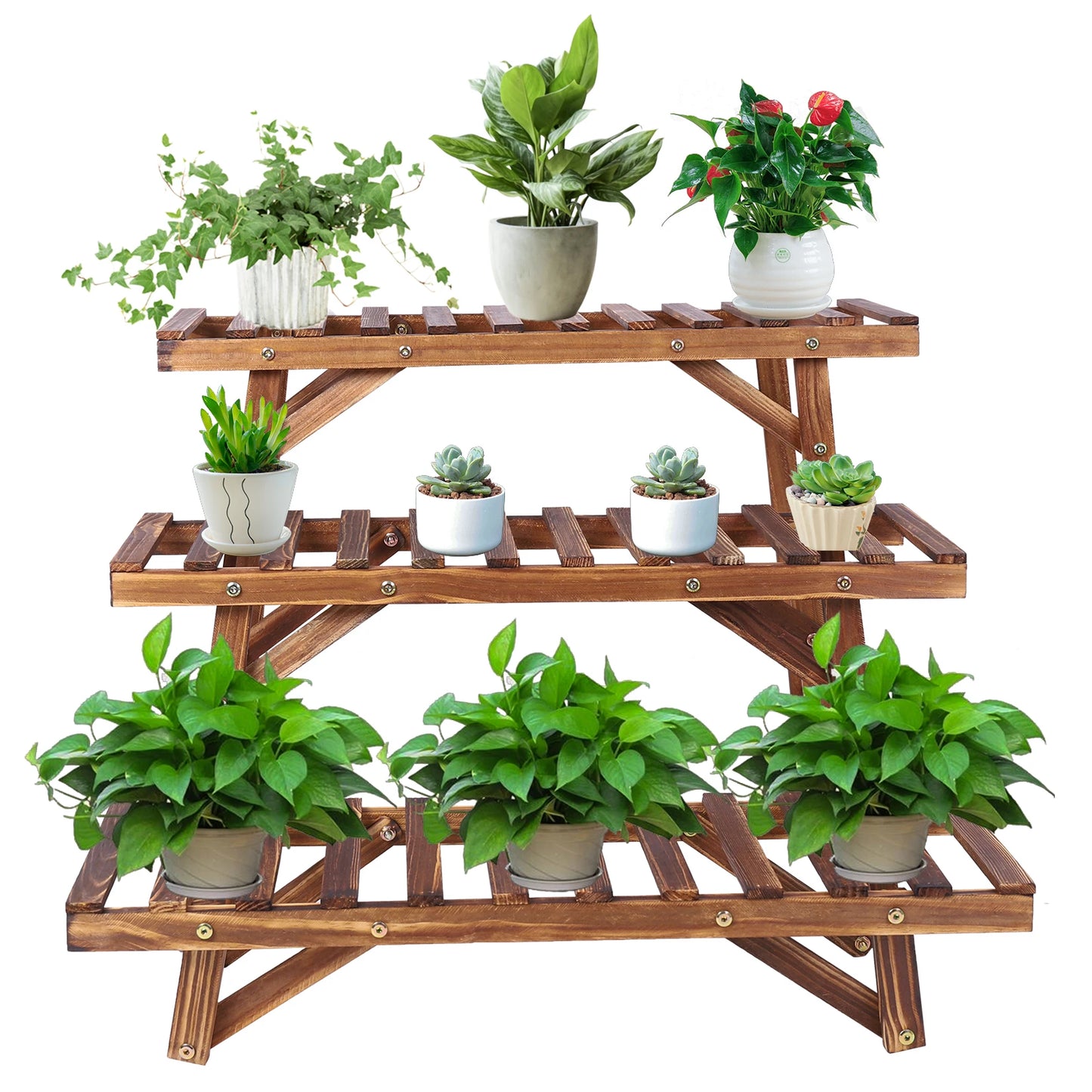 3-Tier Wood Ladder Shelf