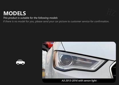 Xenon Headlights For Audi A3 2013-2016