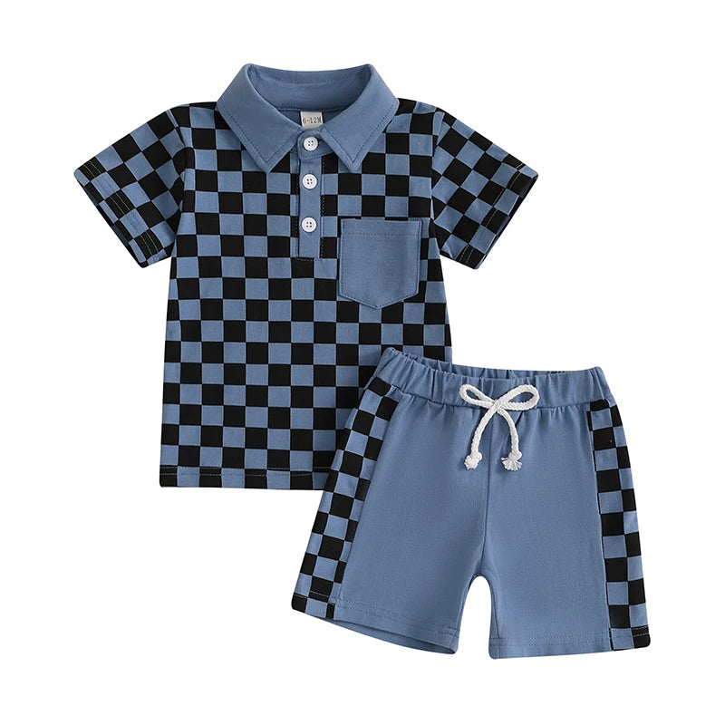 2Pc Checkered Button Up Outfit 12m-4T