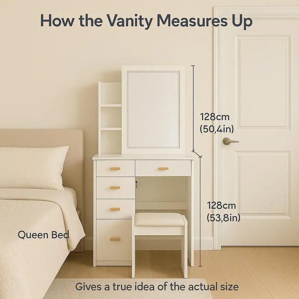 Vanity Set with LED Mirror