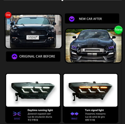 RGB Headlight LED Projector For Ford Mustang 2015-2017