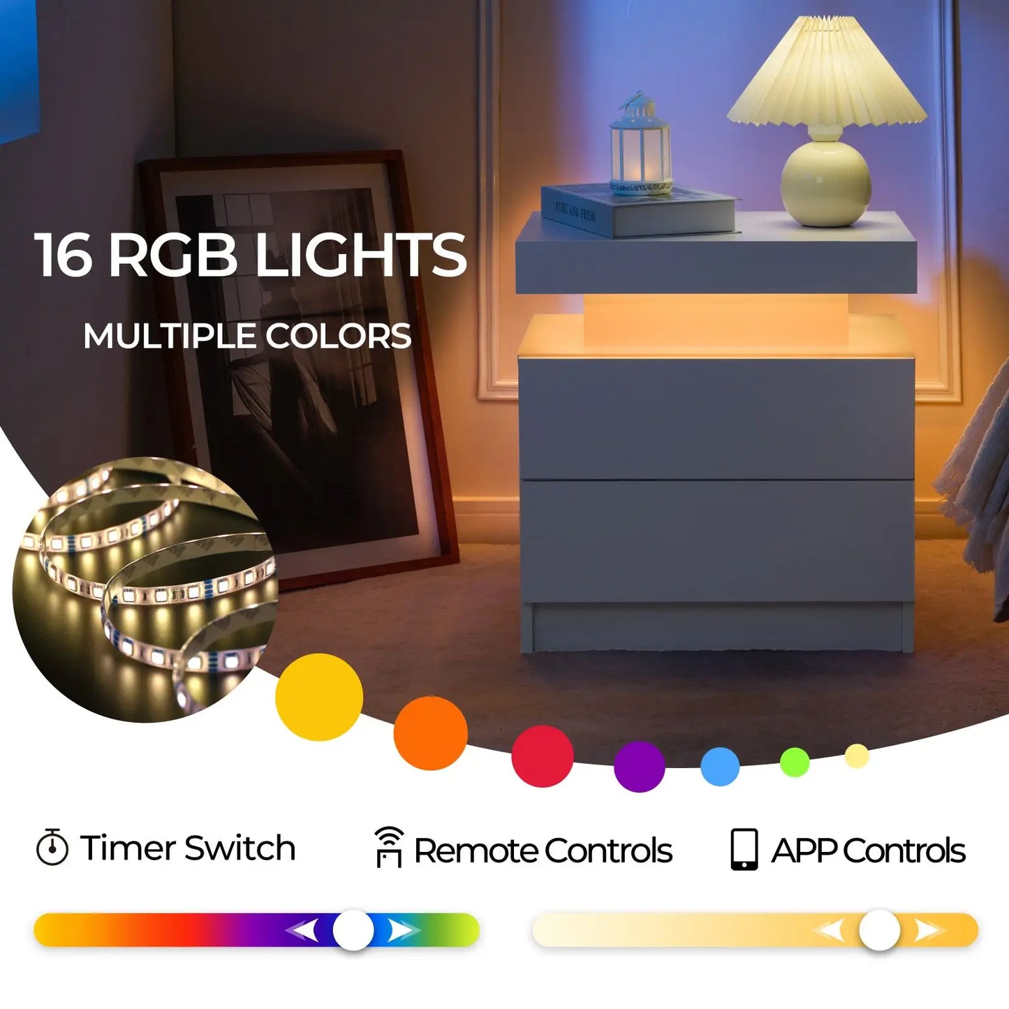 Set Of LED Nightstands