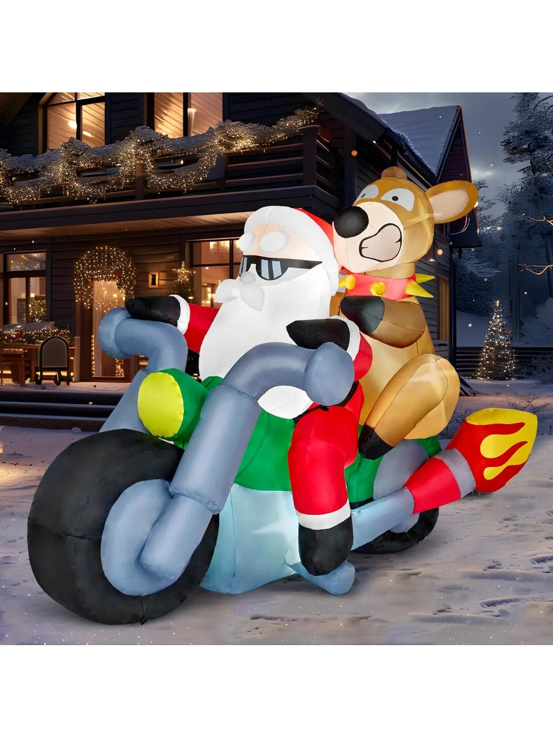 JOYFY 7 FT Inflatables Santa Riding Motorcycle