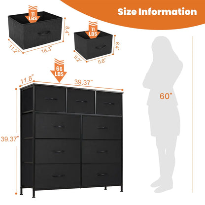 Multi-Use Fabric 9-Drawer Organizer Stand