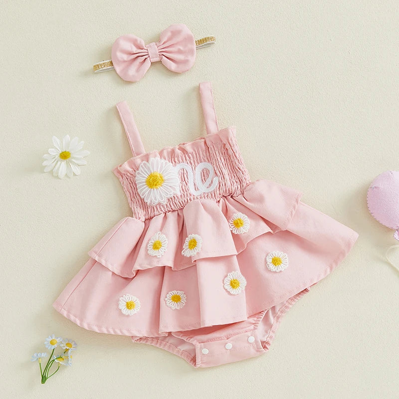1Pc Stitched Flower Dress 12-18M