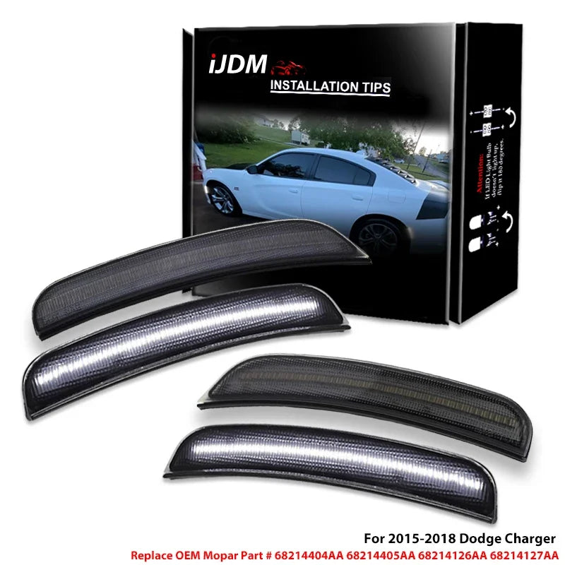 iJDM Front/Rear Bumper Side Marker Replace OEM Sidemarker Lamps For Dodge Charger 15-22