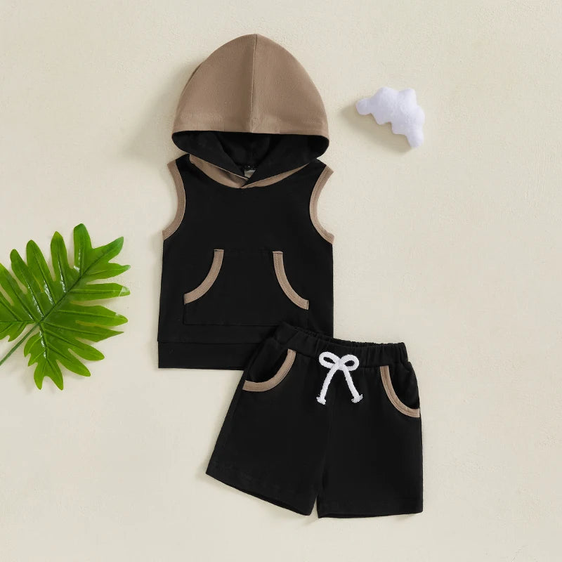 2Pc Sleeveless Hoodie & Shorts Set 6m-3T