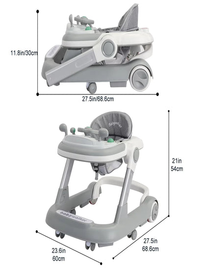 2-in-1 Baby Walker W/ Anti-Roll Design 6-18 Months