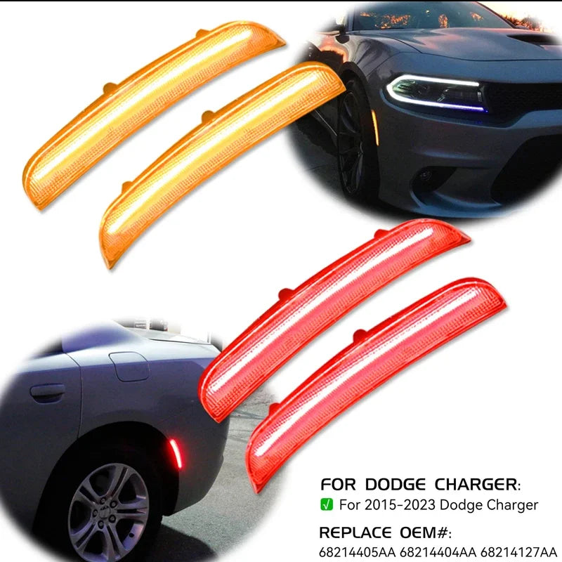 iJDM Front/Rear Bumper Side Marker Replace OEM Sidemarker Lamps For Dodge Charger 15-22