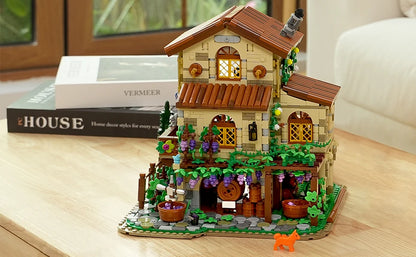 Winery Chateau House with led-Vineyard Castle Building Set