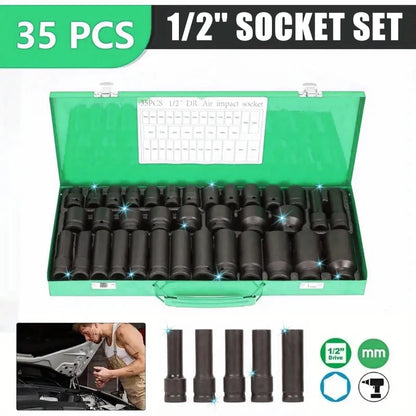 35pcs Professional Heavy-Duty 1/2" Impact Socket Set