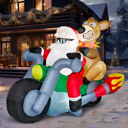 JOYFY 7 FT Inflatables Santa Riding Motorcycle