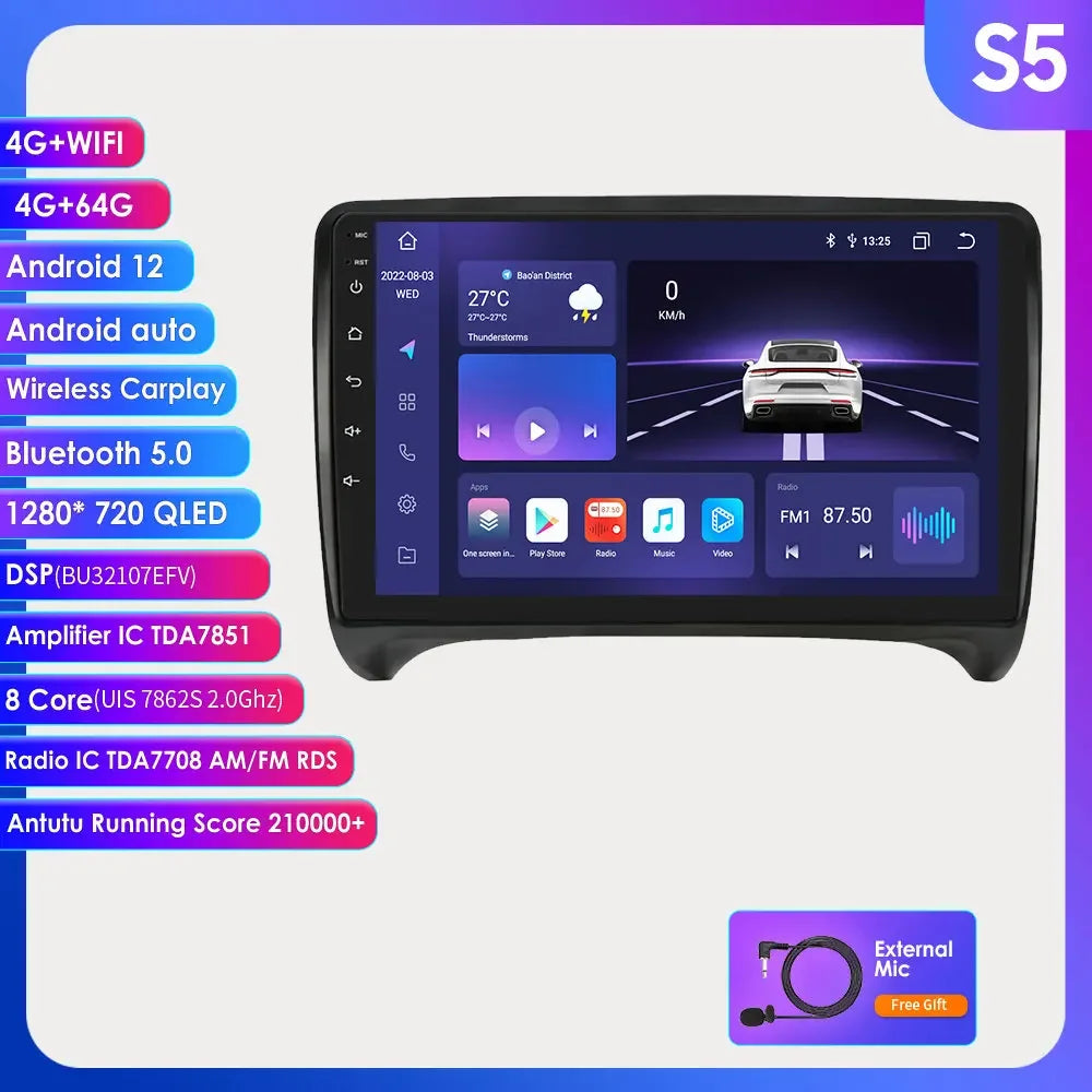 CarPlay Android Auto radio For Audi TT MK2 8J 2006-2014