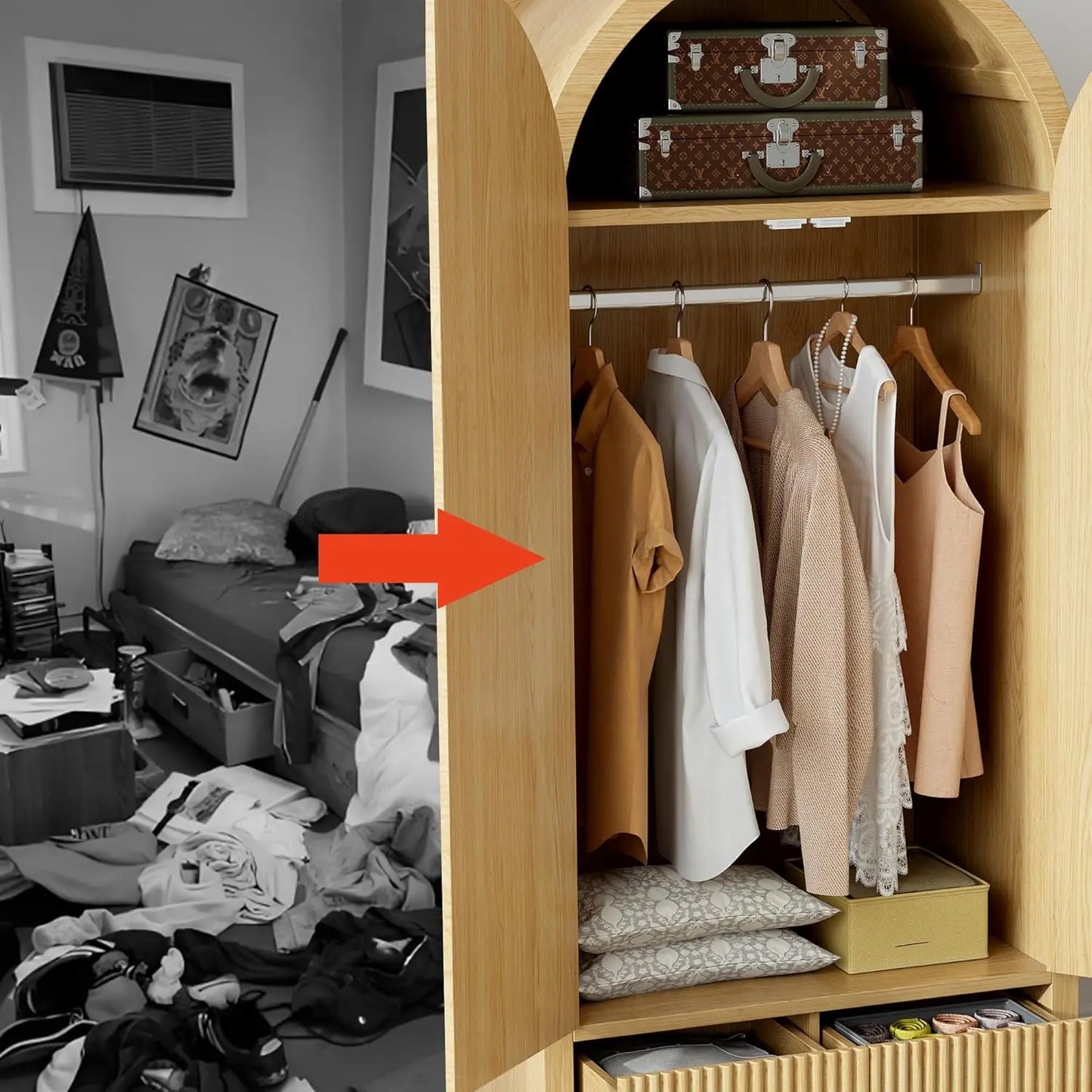 Arched Wooden Closet