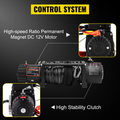 13500LBS Electric Winch 12v 27M/92FT Hoist for 4X4 Car Trailer ATV Truck Off Road Boat