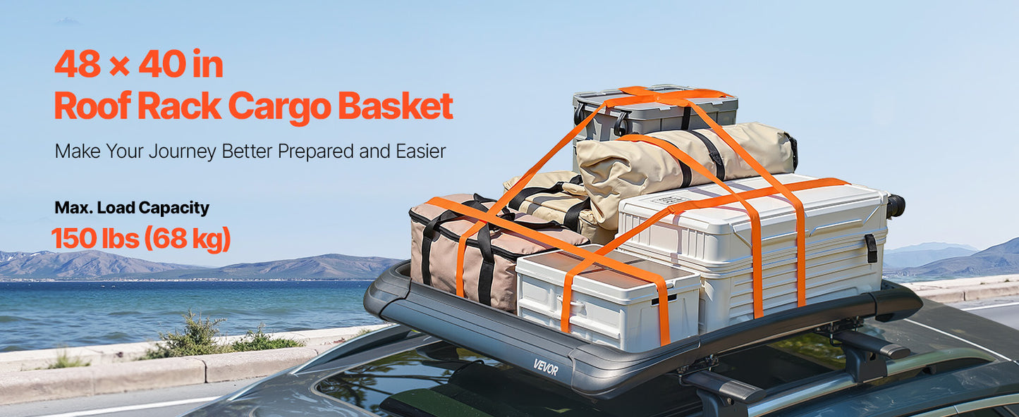 VEVOR Roof Rack Cargo Carrier 48x40x5.6“ Universal Rooftop Cargo Basket