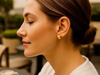 Puffed Up Heart Stud Earrings in 14K Yellow Gold