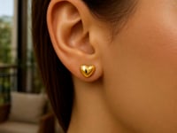Small Polished Heart Post Earrings in 14K Yellow Gold