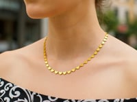 14k Yellow Gold Mirrored Heart Chain Necklace
