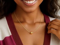 14k Yellow Gold Necklace with Shiny Barrel Bead Charm