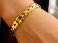 14K Yellow Gold Chevron Link Bangle (10.00 mm)