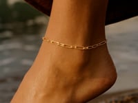 14k Gold Alternating Paperclip Anklet 2.8mm