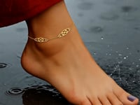 14k Gold Anklet Diamond Shape Filigree Stations